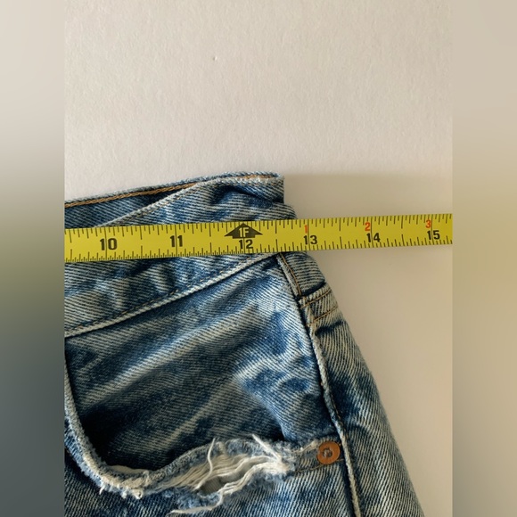 Agolde Distressed Blue Jean Shorts - Picture 7 of 9
